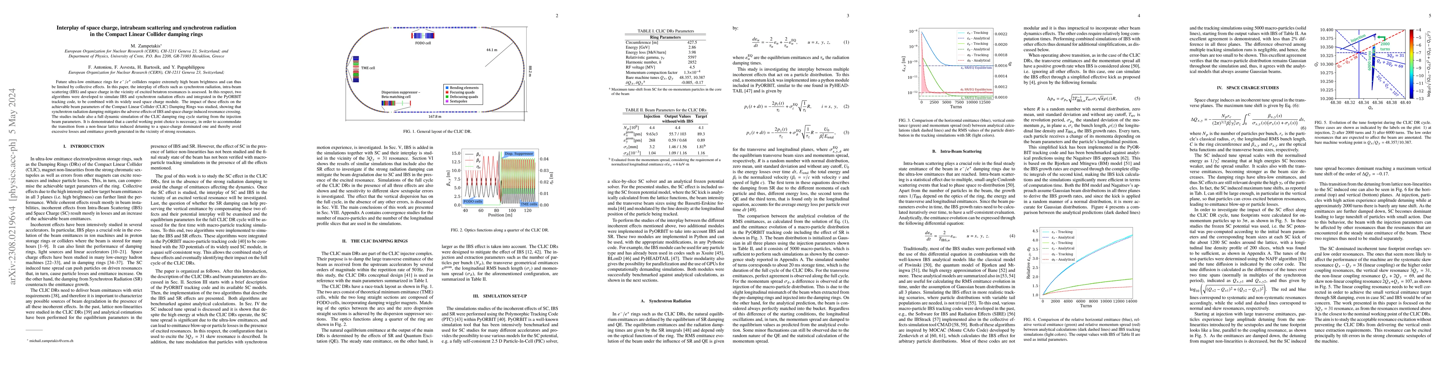 Thumbnail for Interplay of space charge, intrabeam scattering and synchrotron
  radiation in the Compact Linear Collider damping rings
