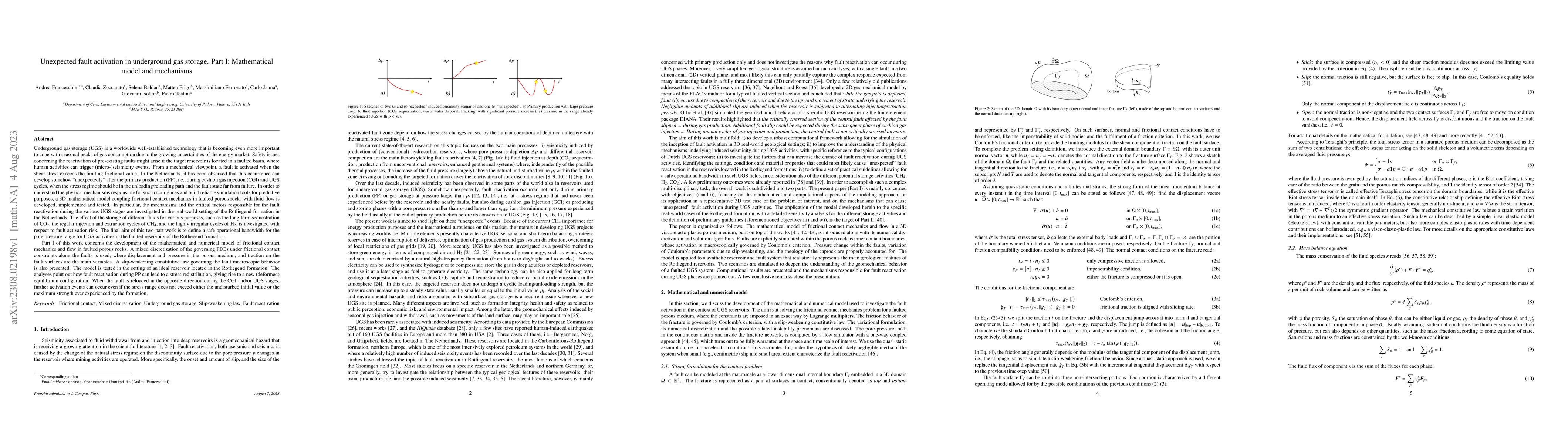 Thumbnail for Unexpected fault activation in underground gas storage. Part I:
  Mathematical model and mechanisms