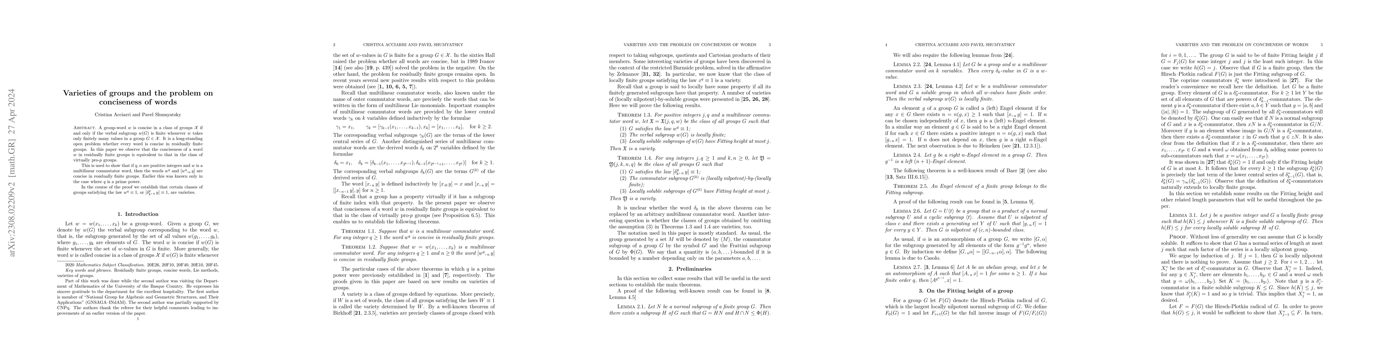 Thumbnail for Varieties of groups and the problem on conciseness of words