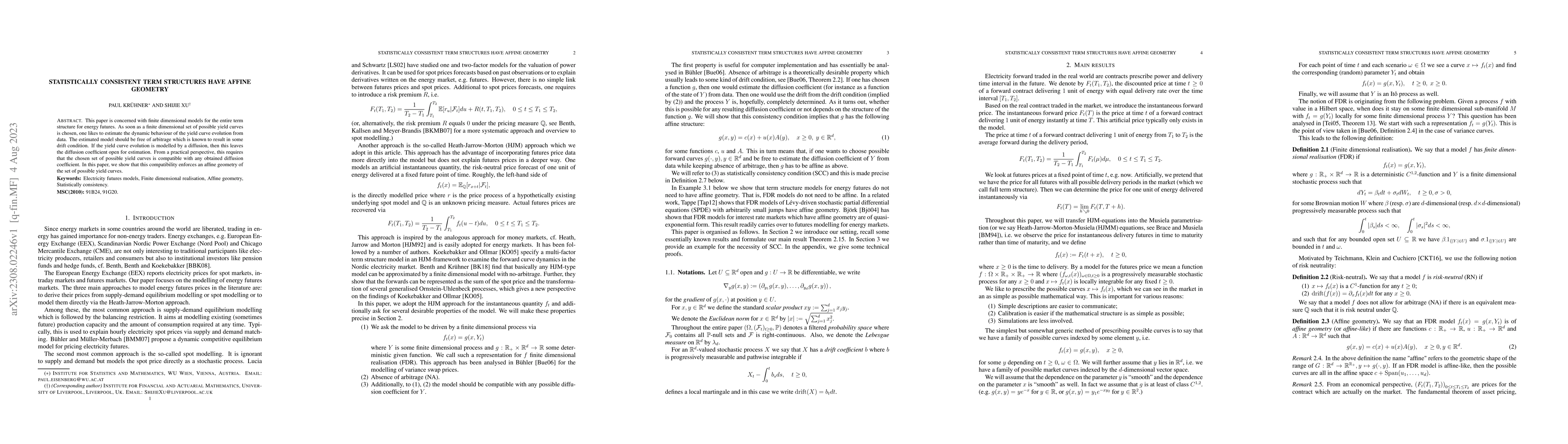 Thumbnail for Statistically consistent term structures have affine geometry