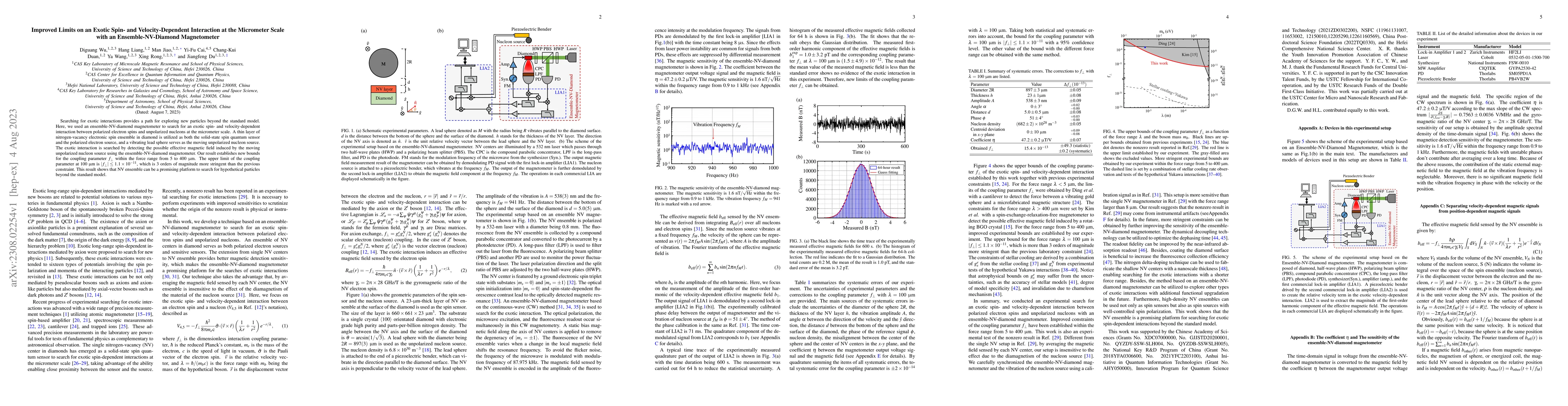 Thumbnail for Improved Limits on an Exotic Spin- and Velocity-Dependent Interaction at
  the Micrometer Scale with an Ensemble-NV-Diamond Magnetometer