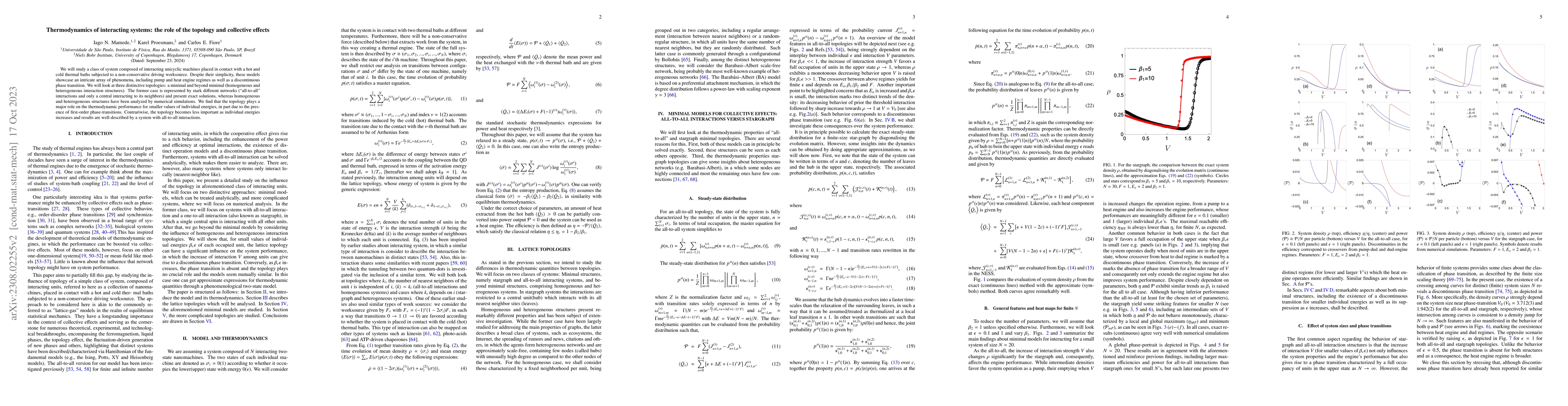 Thumbnail for Thermodynamics of interacting systems: the role of the topology and
  collective effects