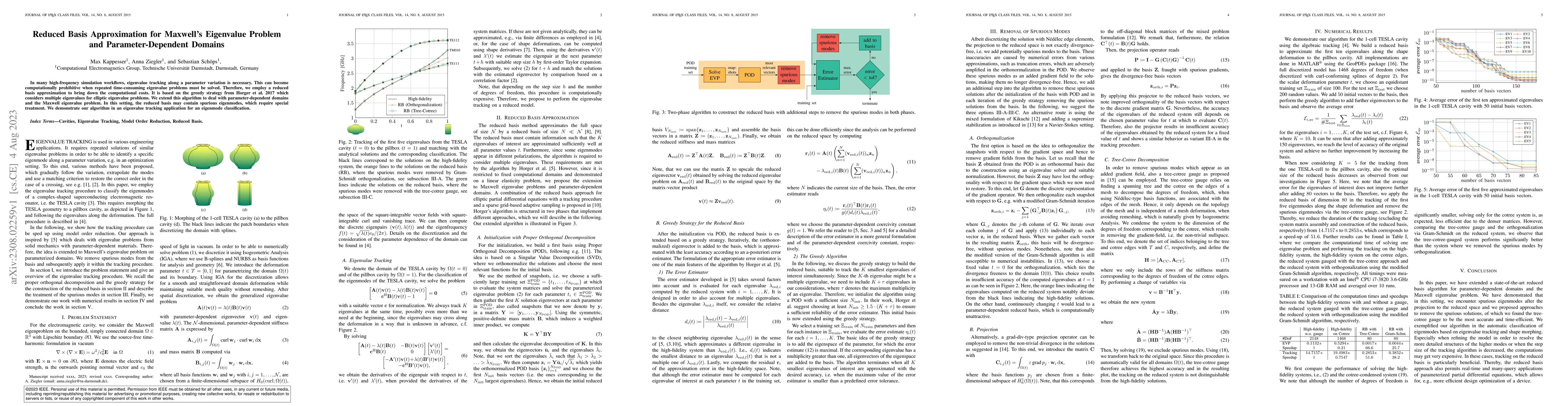 Thumbnail for Reduced Basis Approximation for Maxwell's Eigenvalue Problem and
  Parameter-Dependent Domains