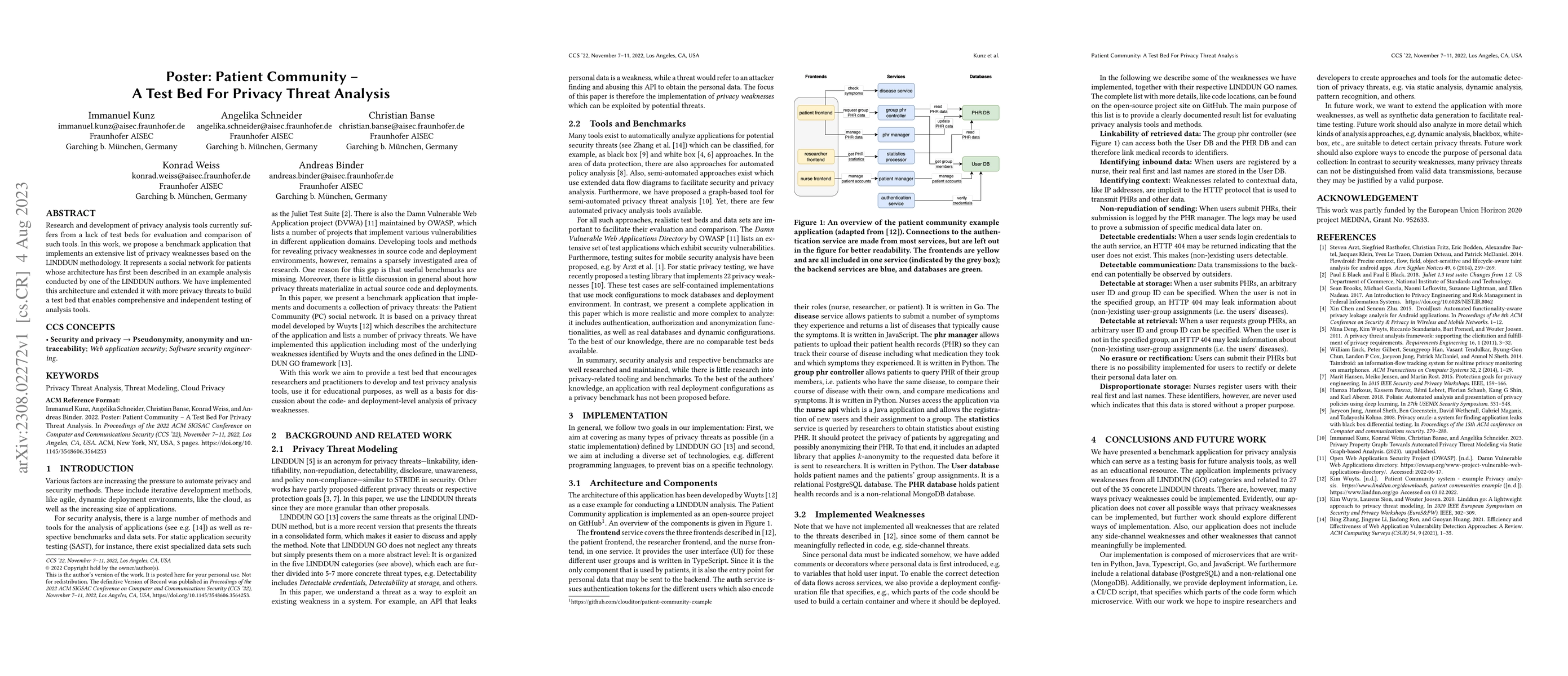 Thumbnail for Poster: Patient Community -- A Test Bed For Privacy Threat Analysis