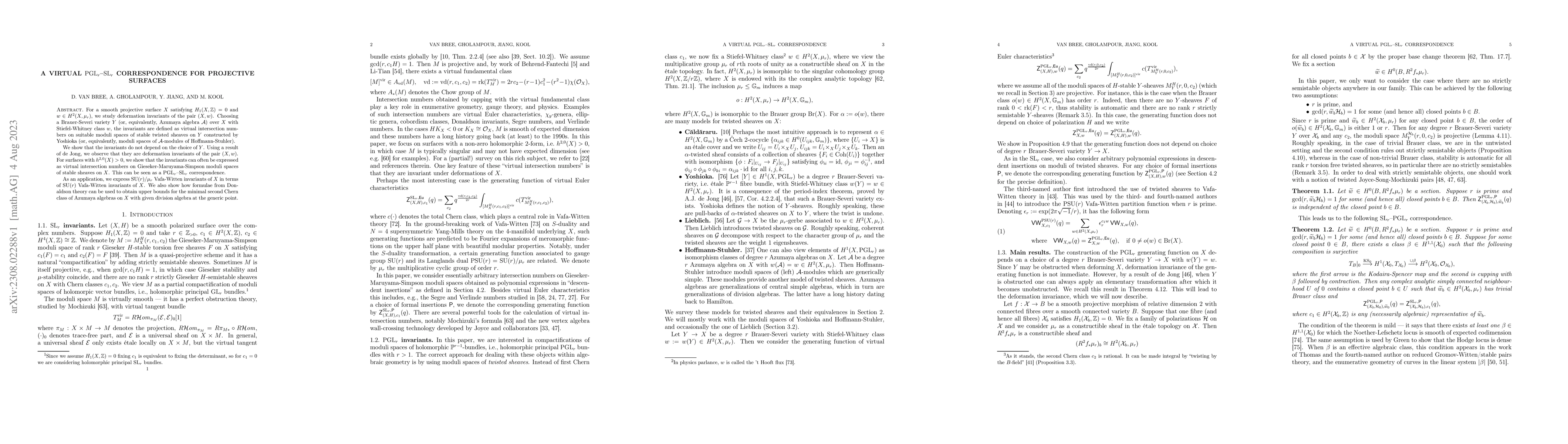 Thumbnail for A virtual $\mathrm{PGL}_r$-$\mathrm{SL}_r$ correspondence for projective
  surfaces