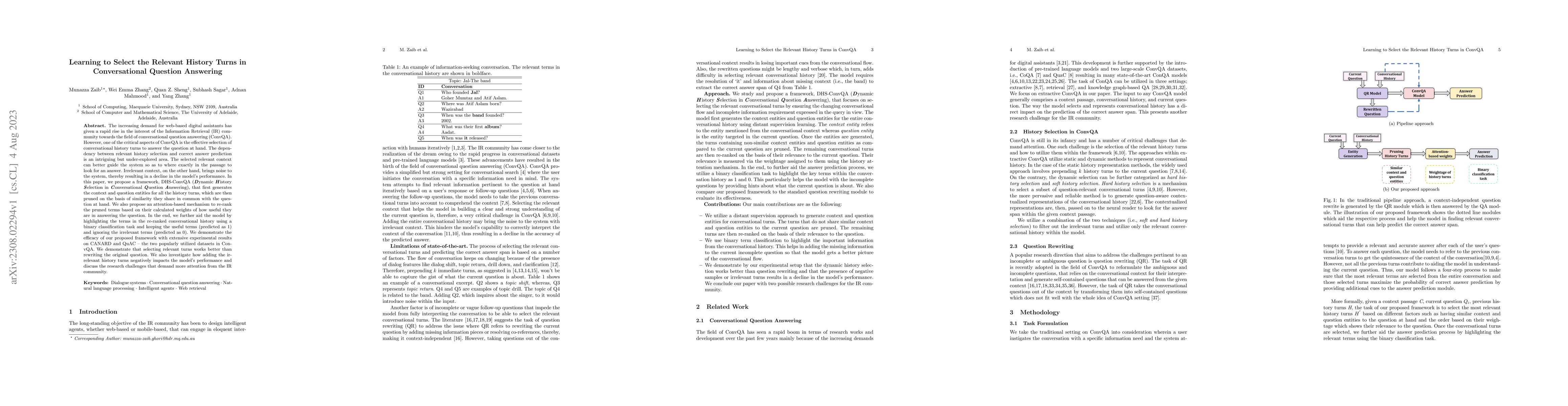 Thumbnail for Learning to Select the Relevant History Turns in Conversational Question
  Answering