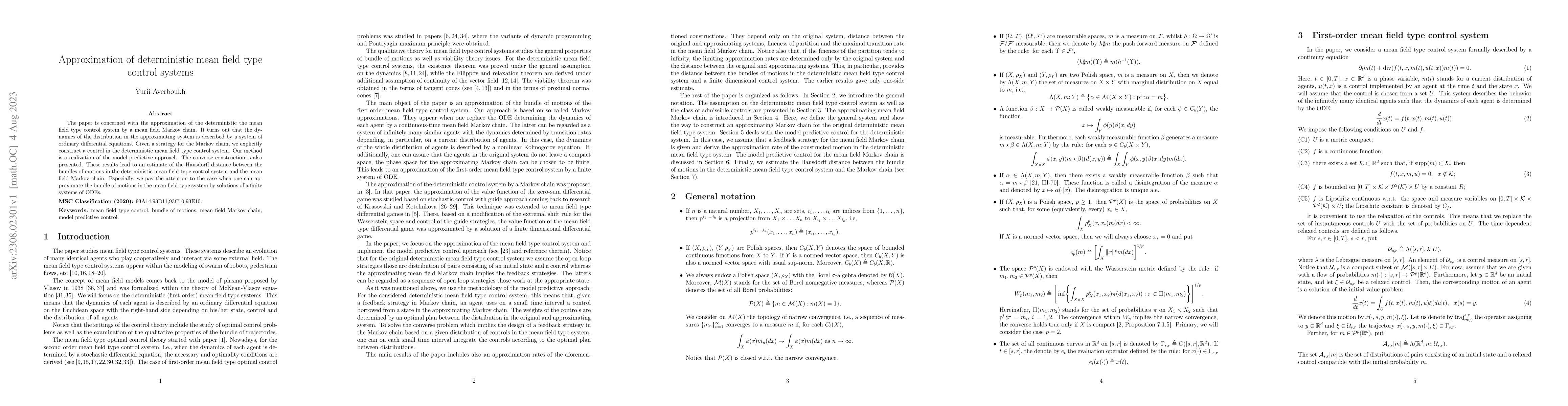 Thumbnail for Approximation of deterministic mean field type control systems
