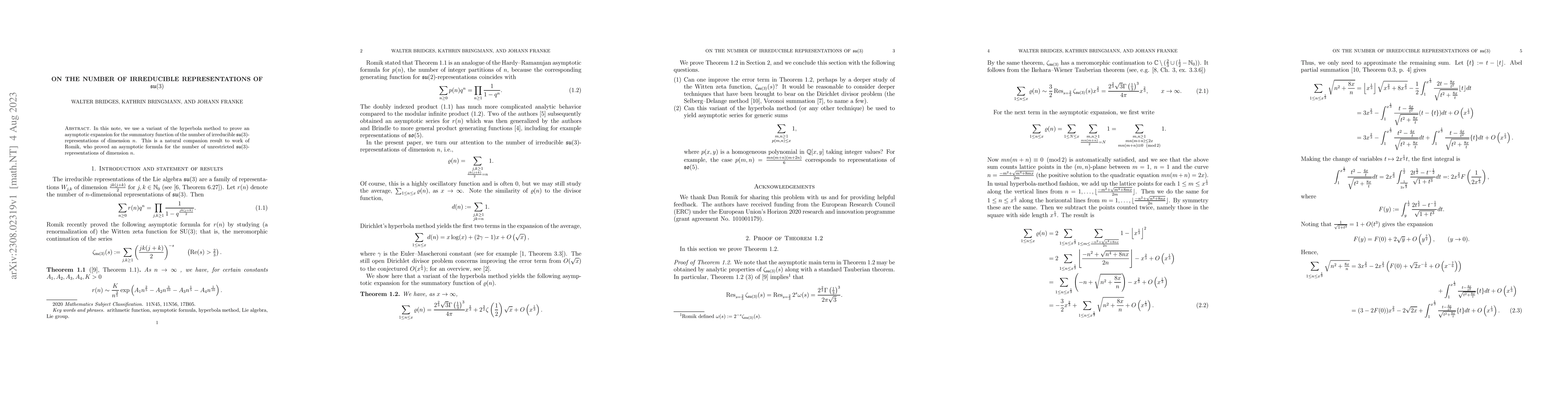 Thumbnail for On the number of irreducible representations of $\mathfrak{su}(3)$