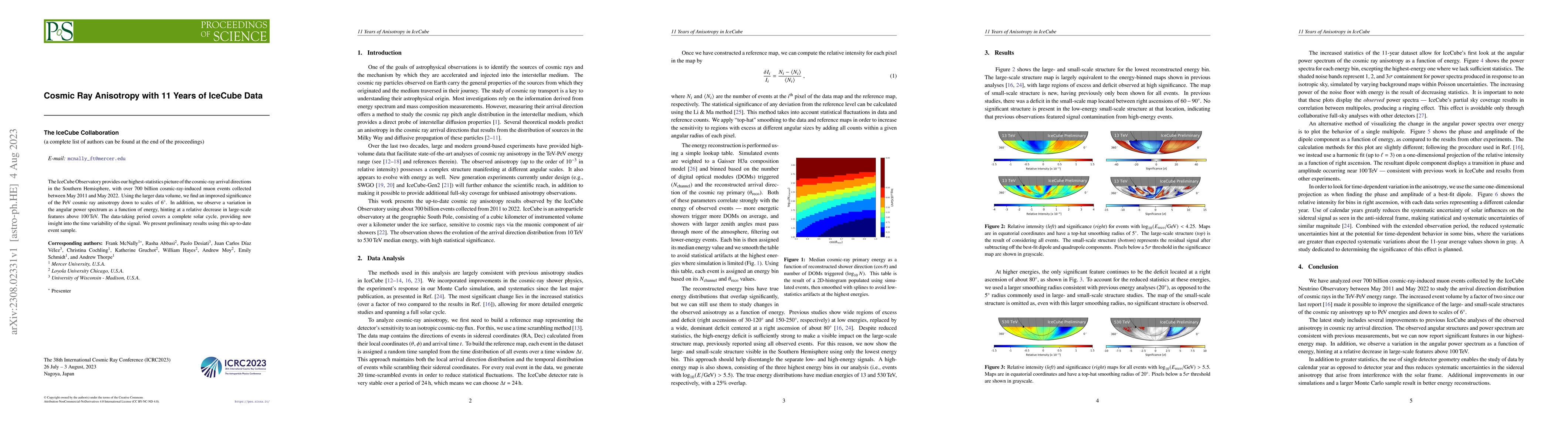 Thumbnail for Cosmic Ray Anisotropy with 11 Years of IceCube Data