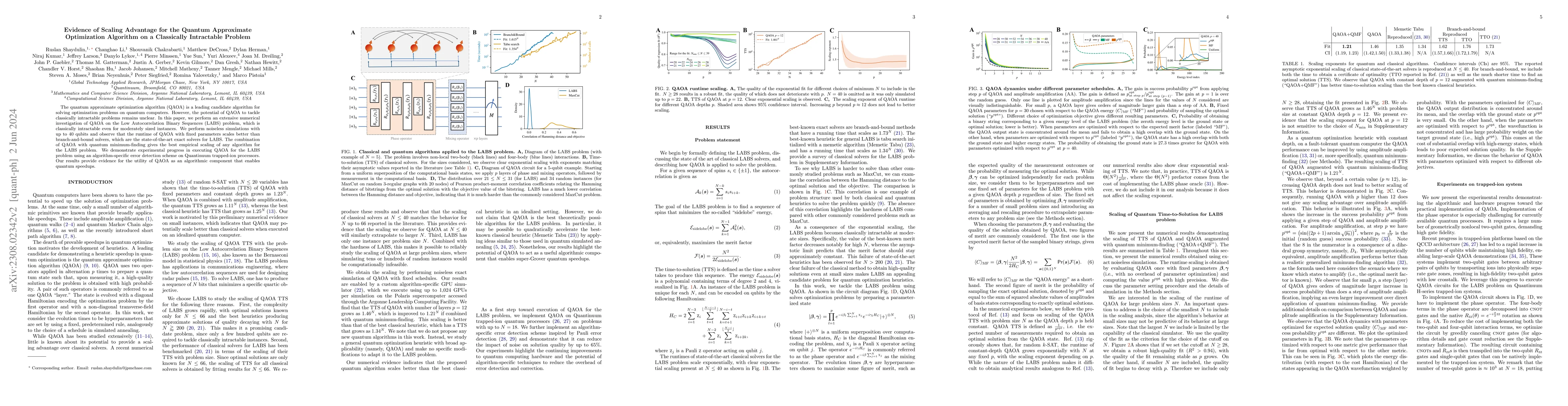 Thumbnail for Evidence of Scaling Advantage for the Quantum Approximate Optimization
  Algorithm on a Classically Intractable Problem