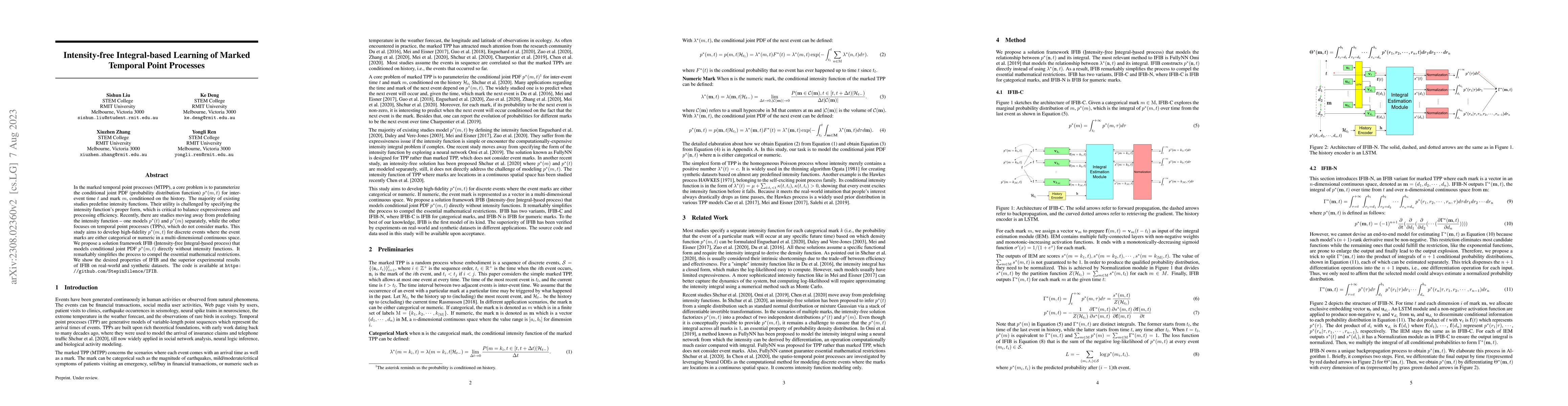 Thumbnail for Intensity-free Integral-based Learning of Marked Temporal Point
  Processes