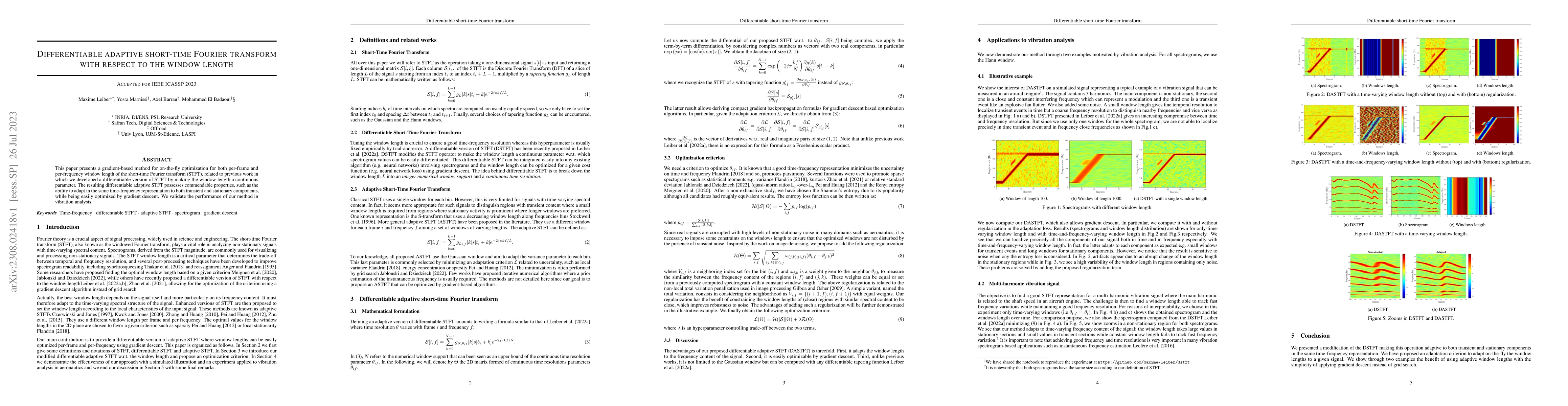 Thumbnail for Differentiable adaptive short-time Fourier transform with respect to the
  window length