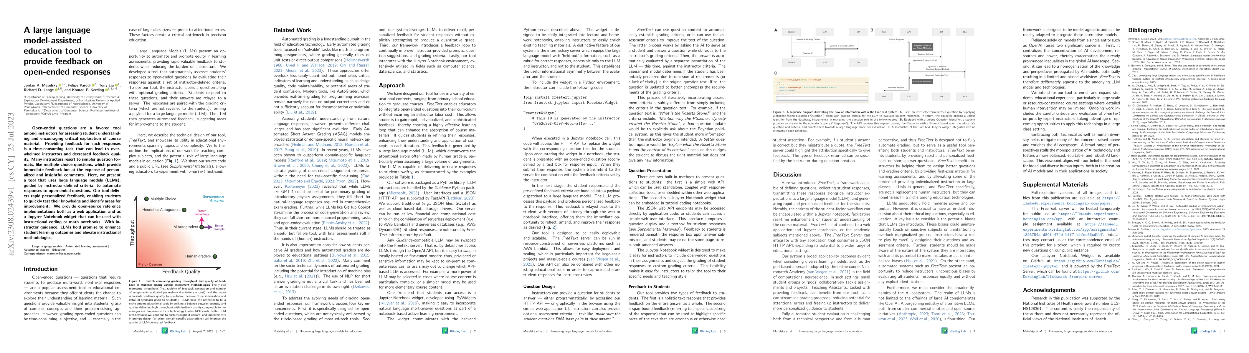 Thumbnail for A large language model-assisted education tool to provide feedback on
  open-ended responses