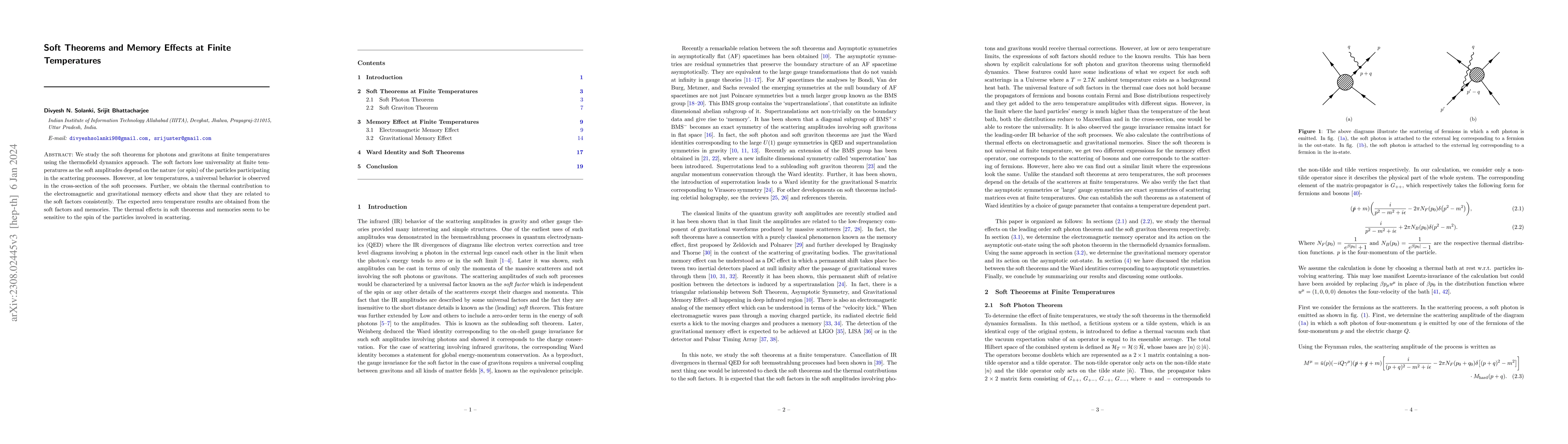 Thumbnail for Soft Theorems and Memory Effects at Finite Temperatures