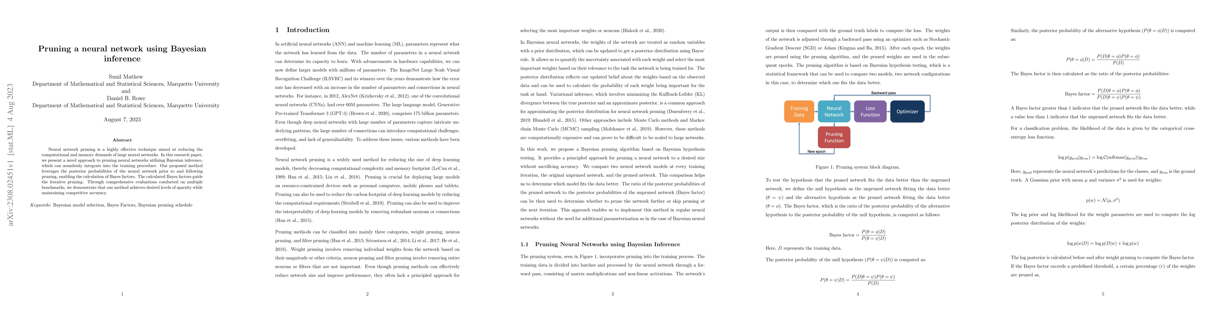Thumbnail for Pruning a neural network using Bayesian inference