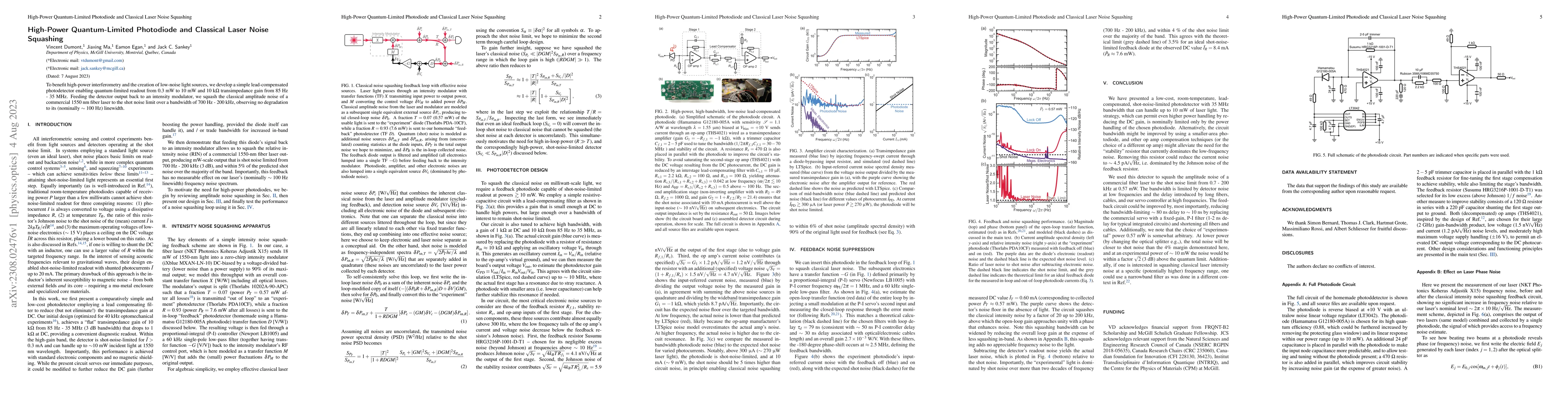 Thumbnail for High-Power Quantum-Limited Photodiode and Classical Laser Noise
  Squashing