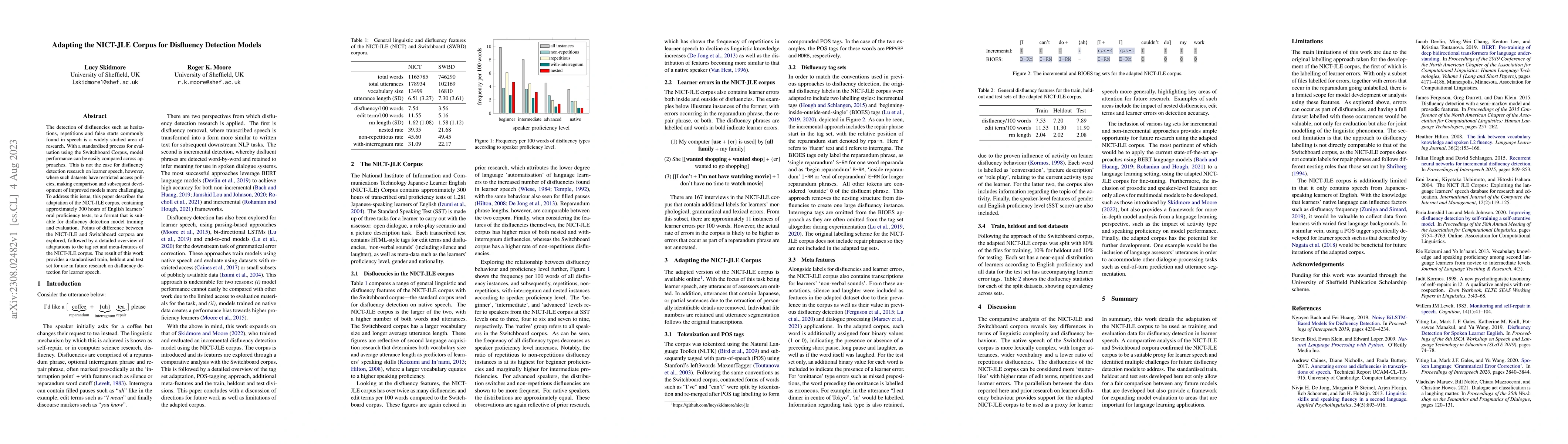 Thumbnail for Adapting the NICT-JLE Corpus for Disfluency Detection Models