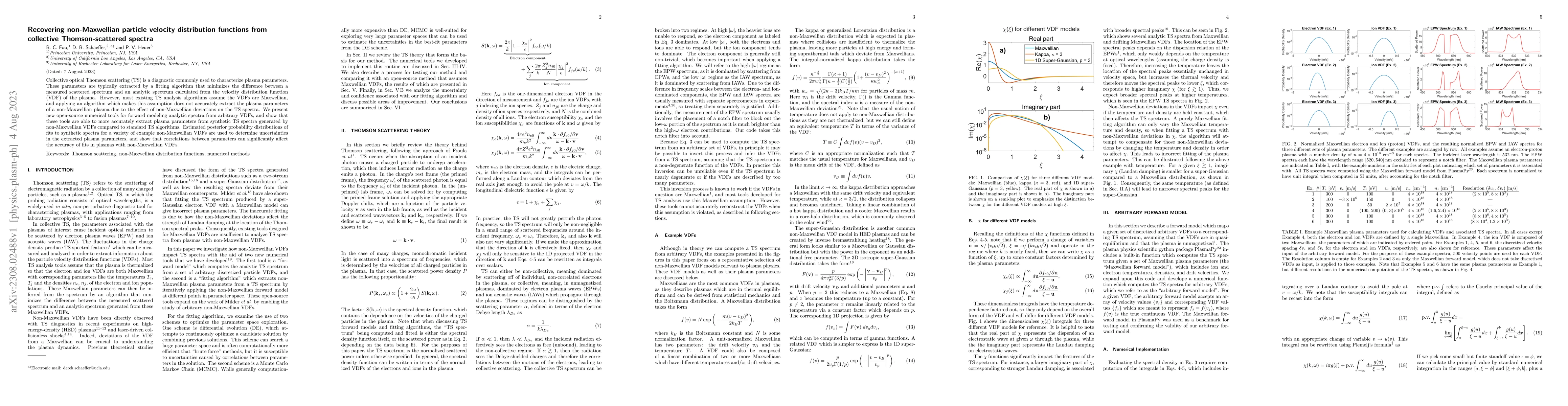 Thumbnail for Recovering non-Maxwellian particle velocity distribution functions from
  collective Thomson-scattered spectra