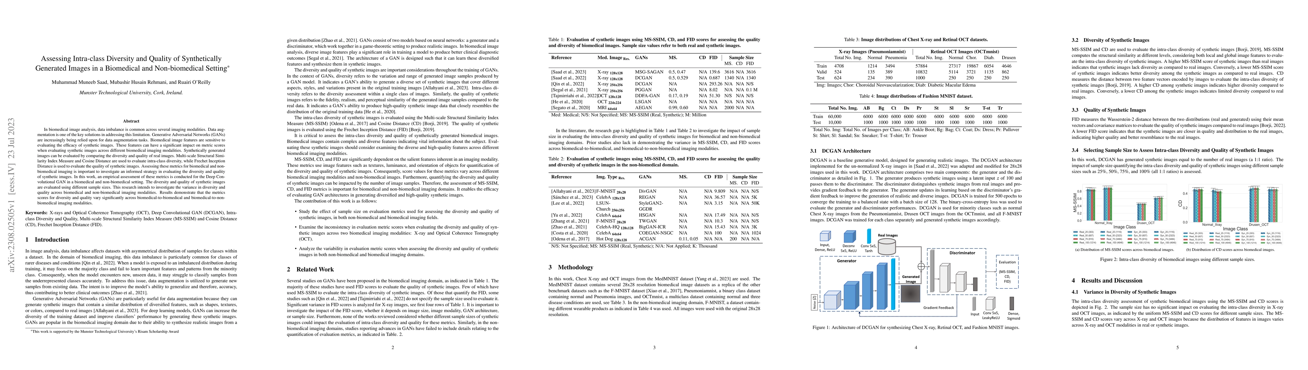 Thumbnail for Assessing Intra-class Diversity and Quality of Synthetically Generated
  Images in a Biomedical and Non-biomedical Setting