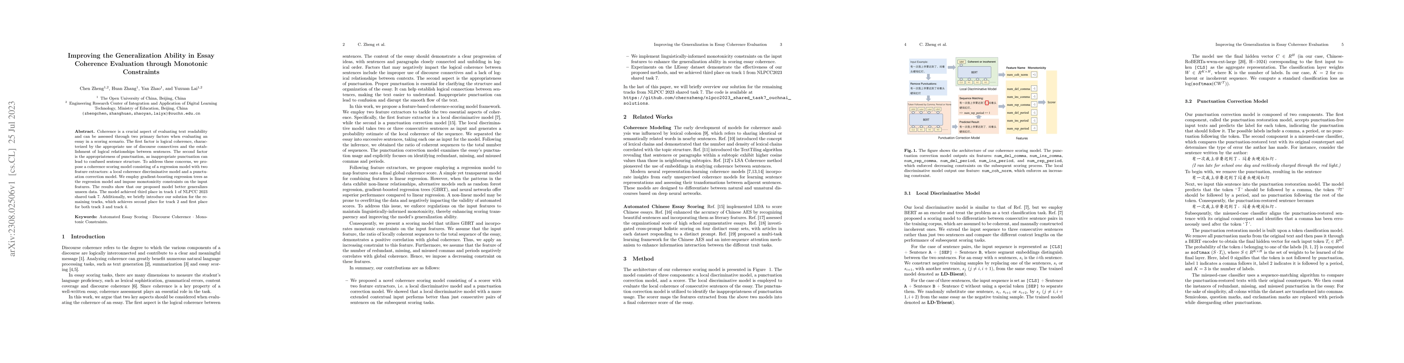 Thumbnail for Improving the Generalization Ability in Essay Coherence Evaluation
  through Monotonic Constraints