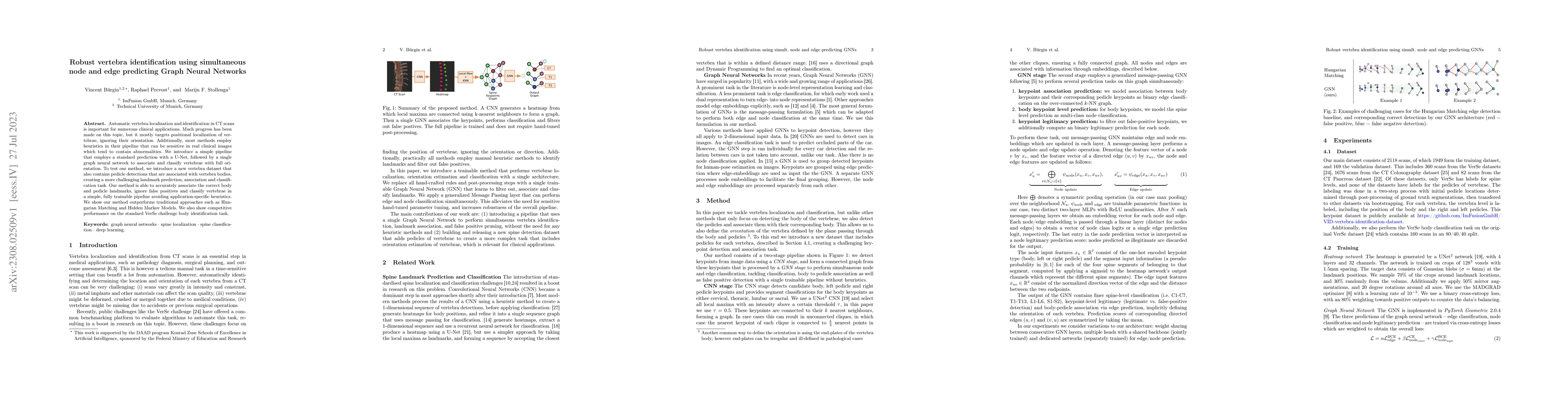 Thumbnail for Robust vertebra identification using simultaneous node and edge
  predicting Graph Neural Networks