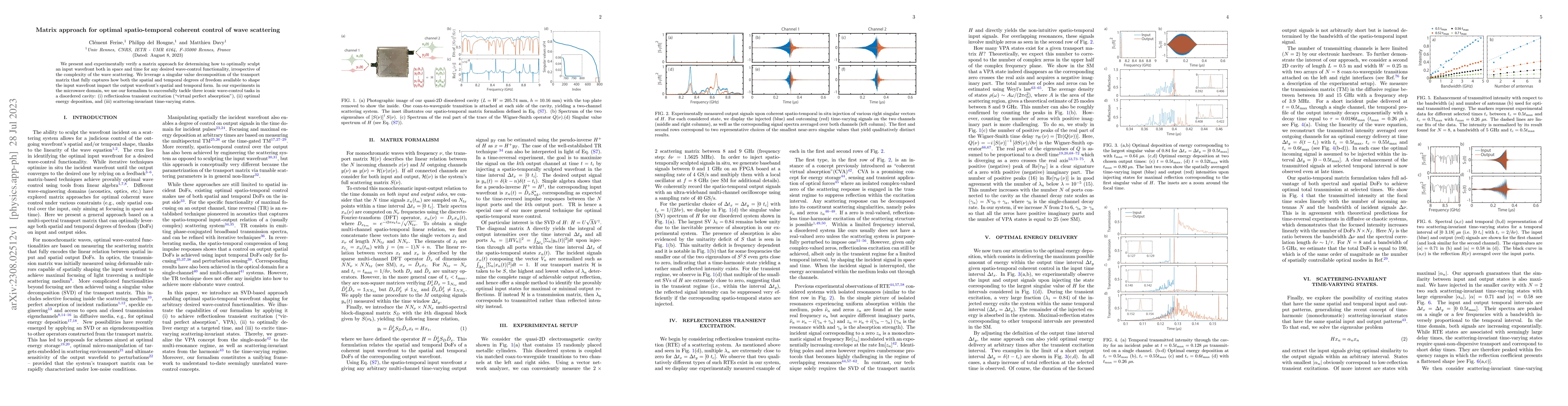 Thumbnail for Matrix approach for optimal spatio-temporal coherent control of wave
  scattering