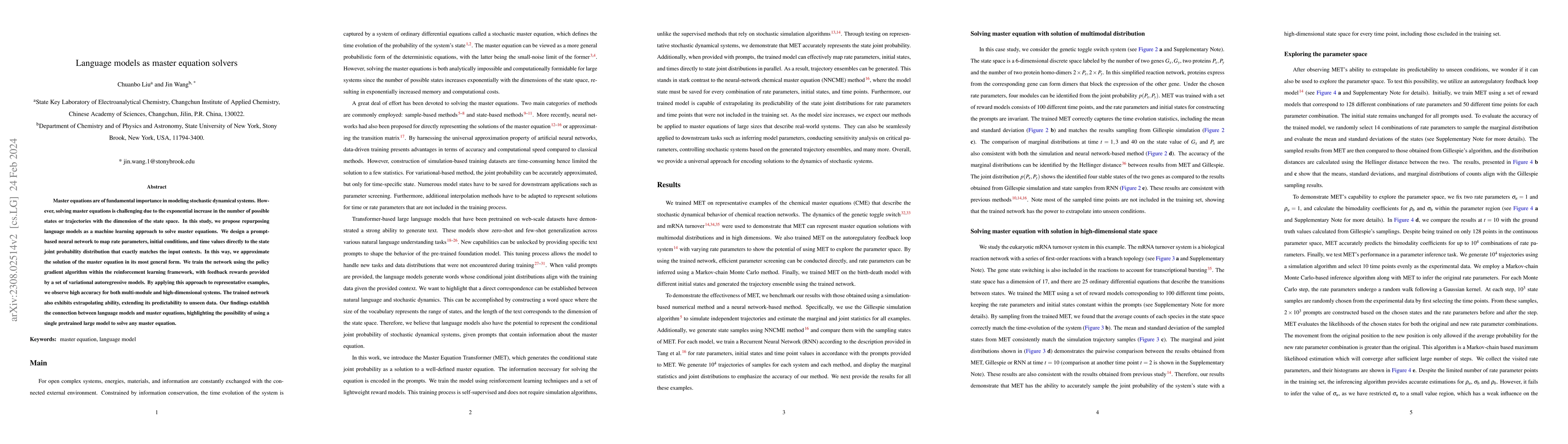 Thumbnail for Language models as master equation solvers