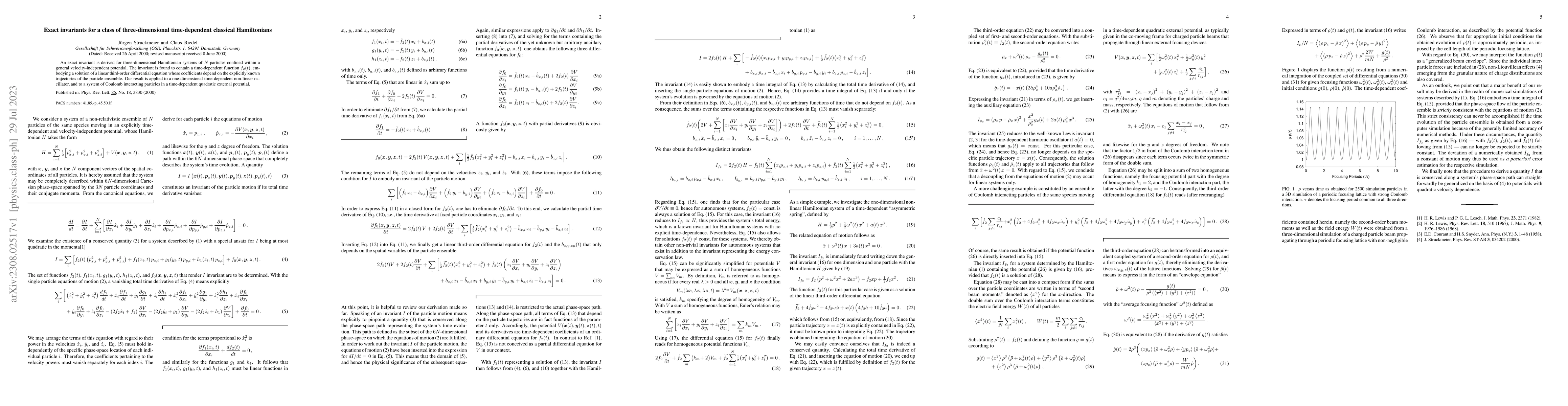 Thumbnail for Exact invariants for a class of three-dimensional time-dependent
  classical Hamiltonians