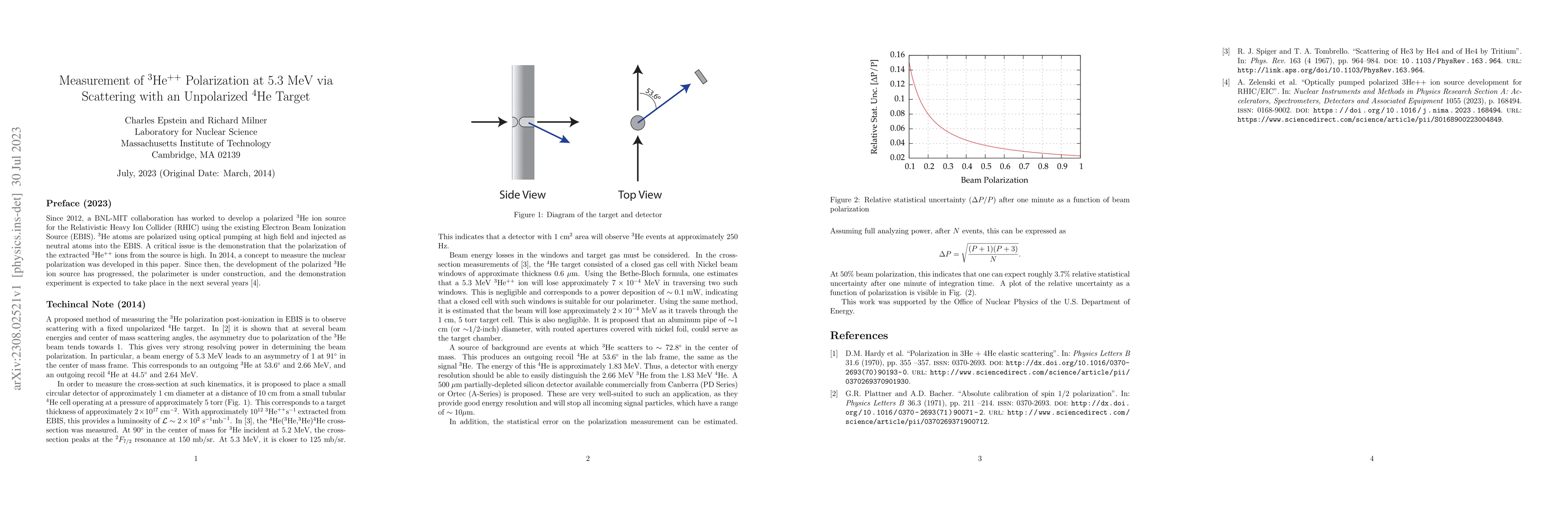 Thumbnail for Measurement of $^3$He$^{++}$ Polarization at 5.3 MeV via Scattering with
  an Unpolarized $^4$He Target