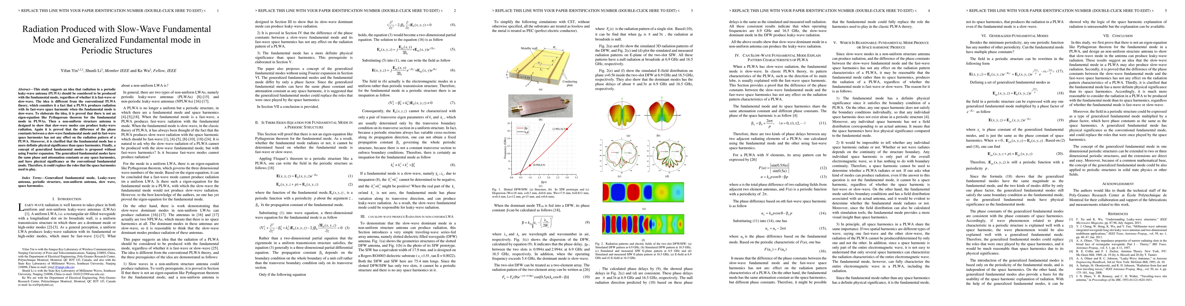 Thumbnail for Radiation Produced with Slow-Wave Fundamental Mode and Generalized
  Fundamental mode in Periodic Structures