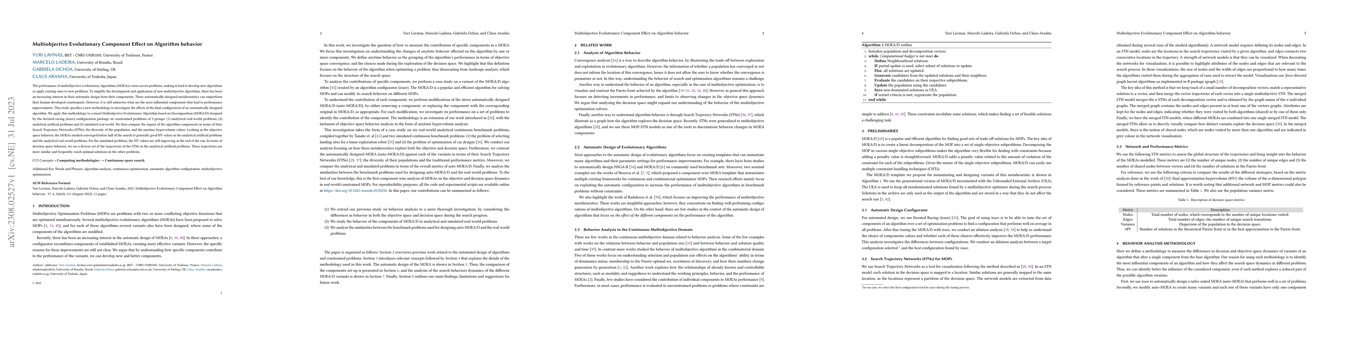 Thumbnail for Multiobjective Evolutionary Component Effect on Algorithm behavior