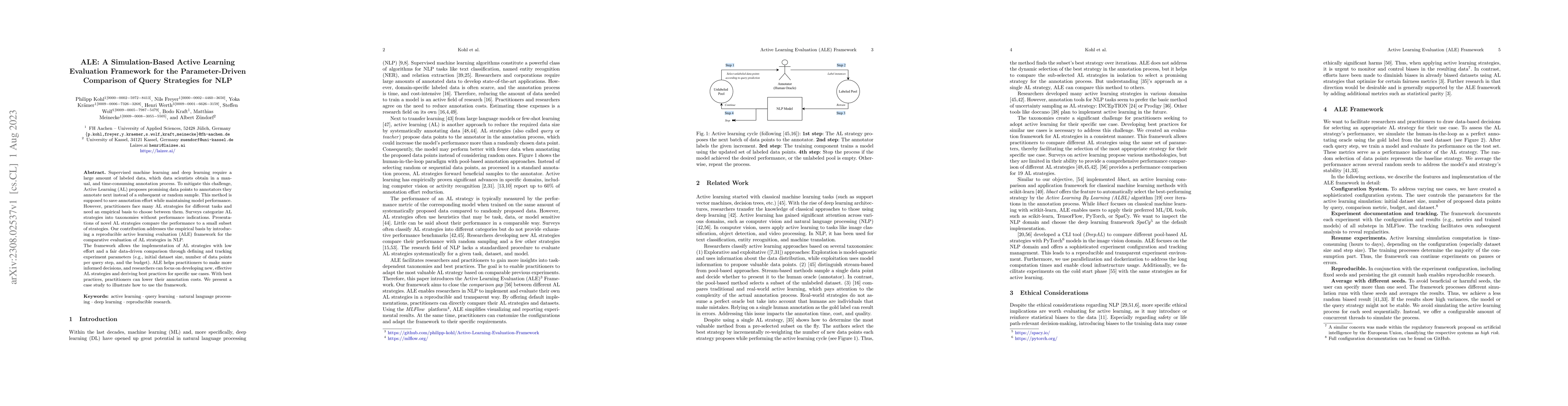Thumbnail for ALE: A Simulation-Based Active Learning Evaluation Framework for the
  Parameter-Driven Comparison of Query Strategies for NLP