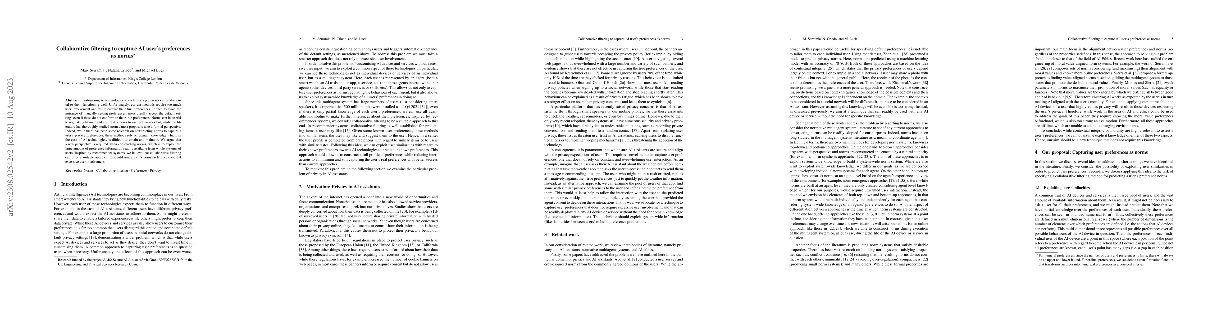 Thumbnail for Collaborative filtering to capture AI user's preferences as norms