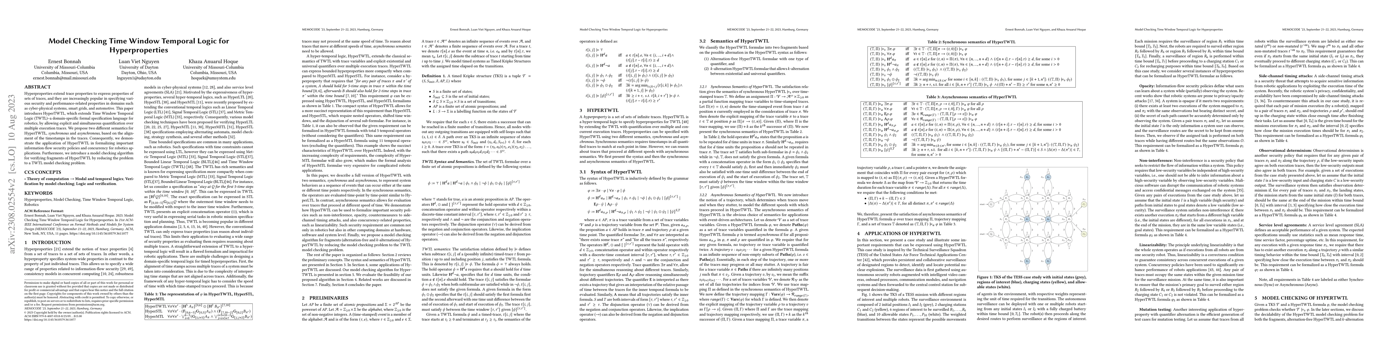 Thumbnail for Model Checking Time Window Temporal Logic for Hyperproperties