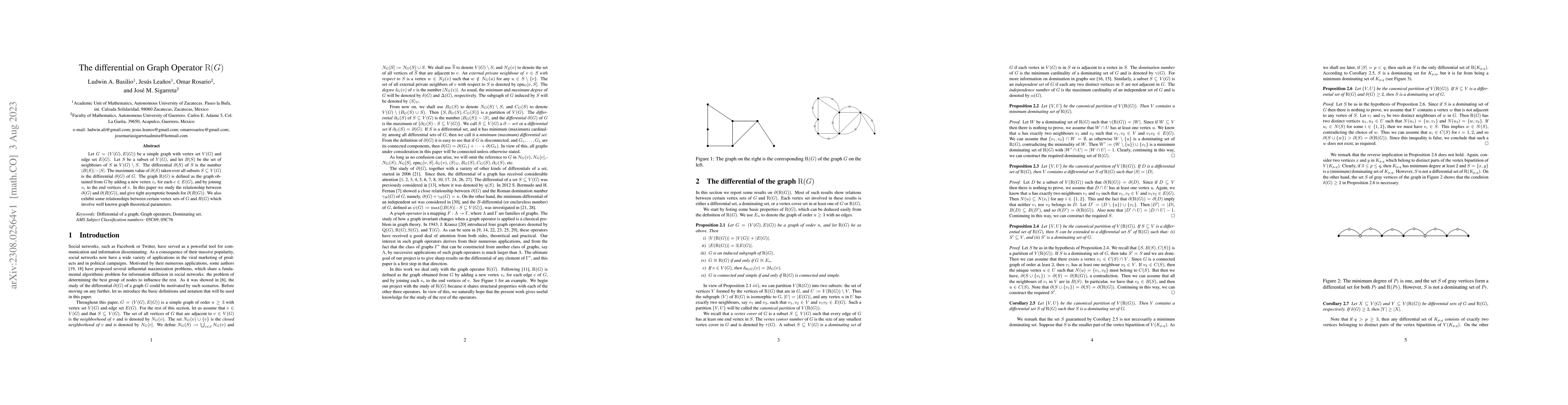 Thumbnail for The differential on Graph Operator R(G)