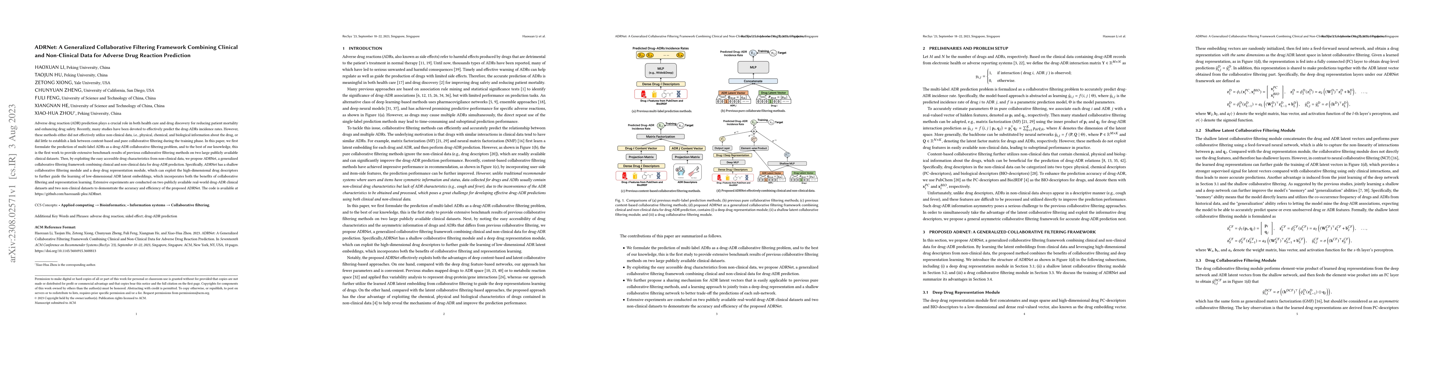 Thumbnail for ADRNet: A Generalized Collaborative Filtering Framework Combining
  Clinical and Non-Clinical Data for Adverse Drug Reaction Prediction