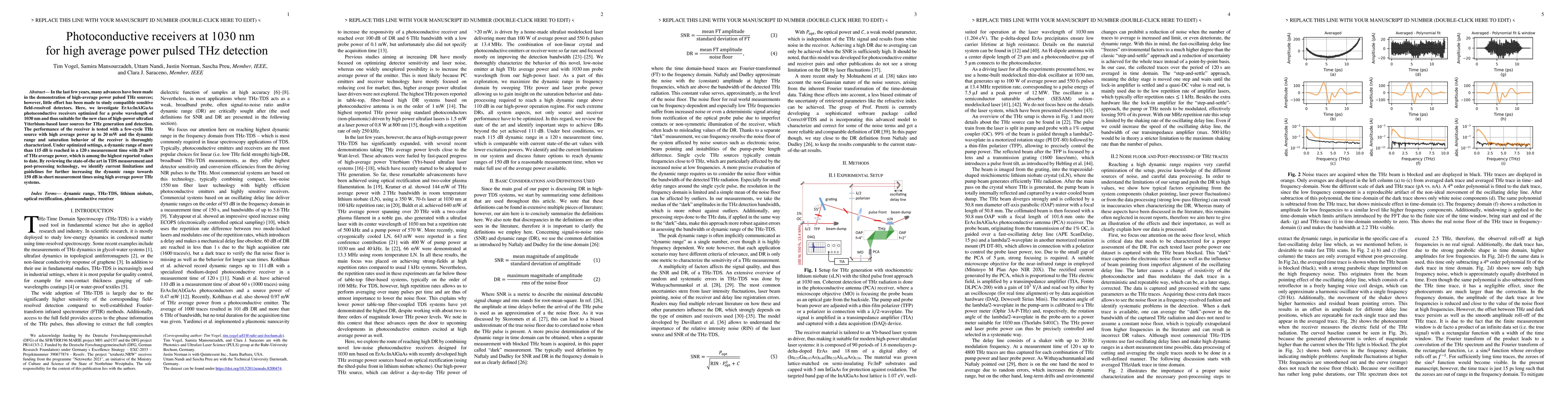 Thumbnail for Photoconductive receivers at 1030 nm for high average power pulsed THz
  detection