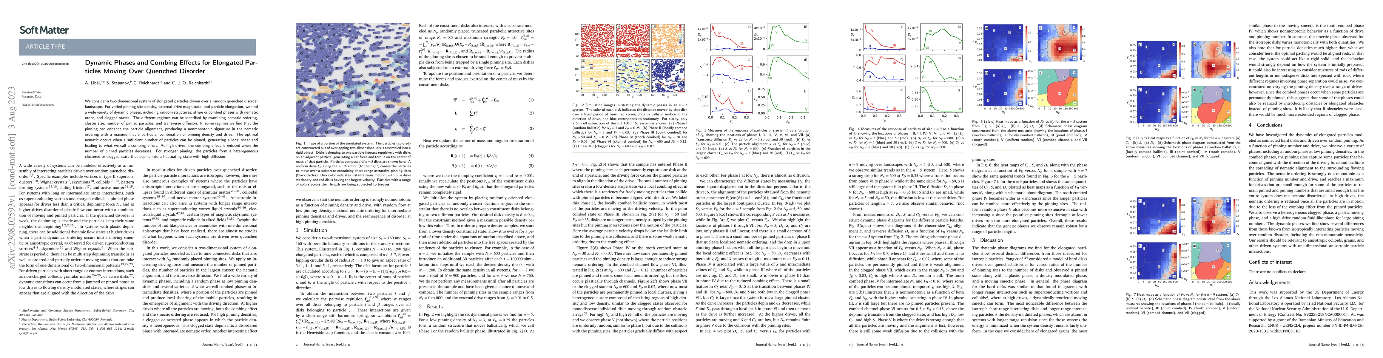 Thumbnail for Dynamic Phases and Combing Effects for Elongated Particles Moving Over
  Quenched Disorder