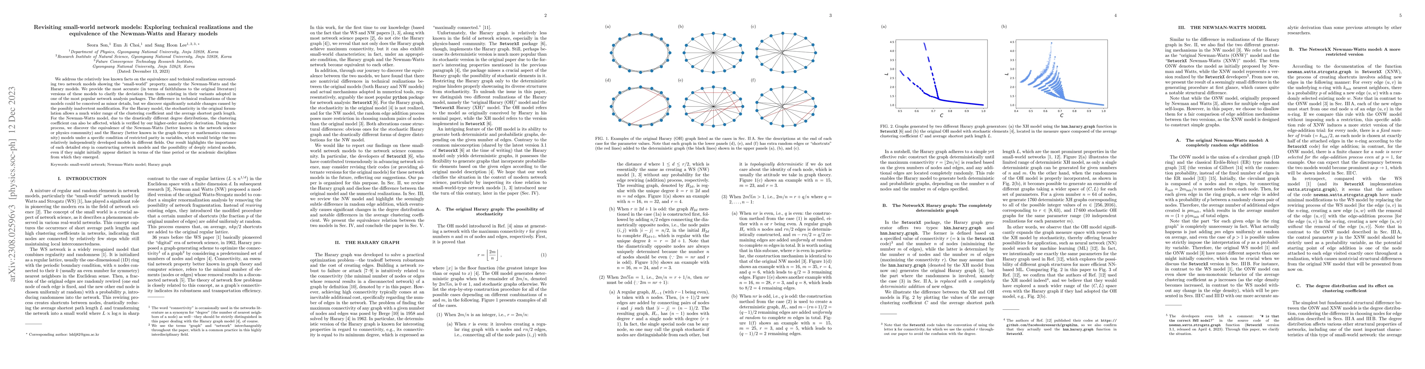 Thumbnail for Revisiting small-world network models: Exploring technical realizations
  and the equivalence of the Newman-Watts and Harary models
