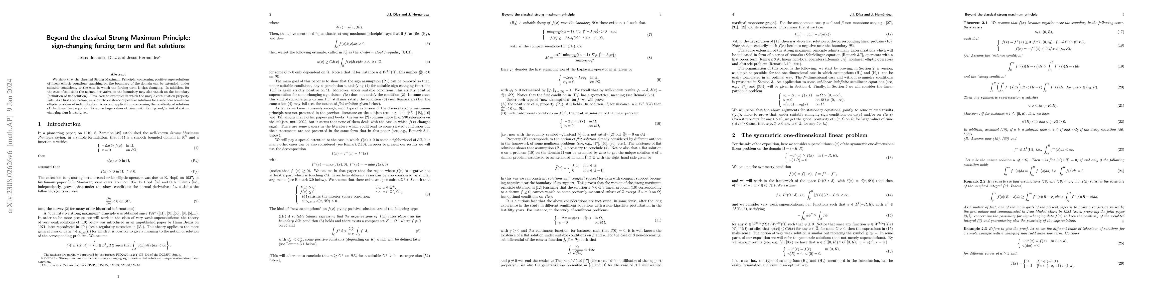 Thumbnail for Beyond the classical strong maximum principle: forcing changing sign
  near the boundary and flat solutions