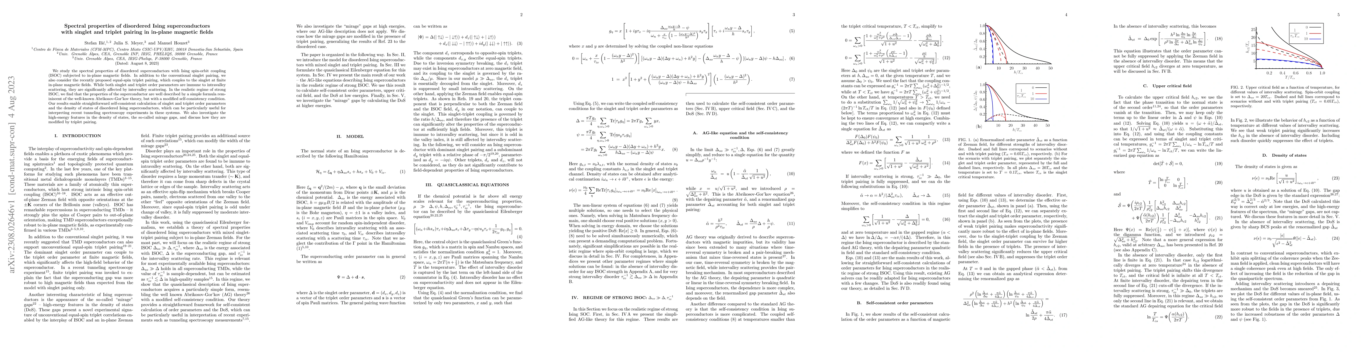 Thumbnail for Spectral properties of disordered Ising superconductors with singlet and
  triplet pairing in in-plane magnetic fields