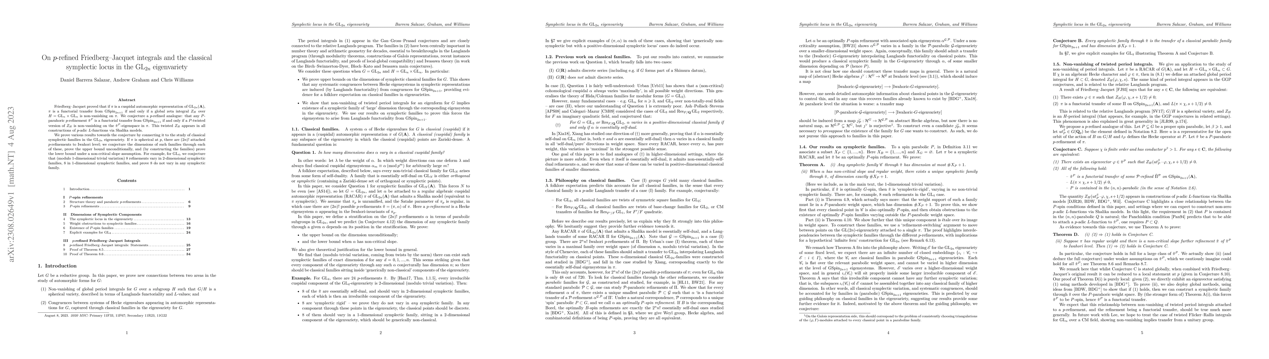 Thumbnail for On $p$-refined Friedberg-Jacquet integrals and the classical symplectic
  locus in the $\mathrm{GL}_{2n}$ eigenvariety
