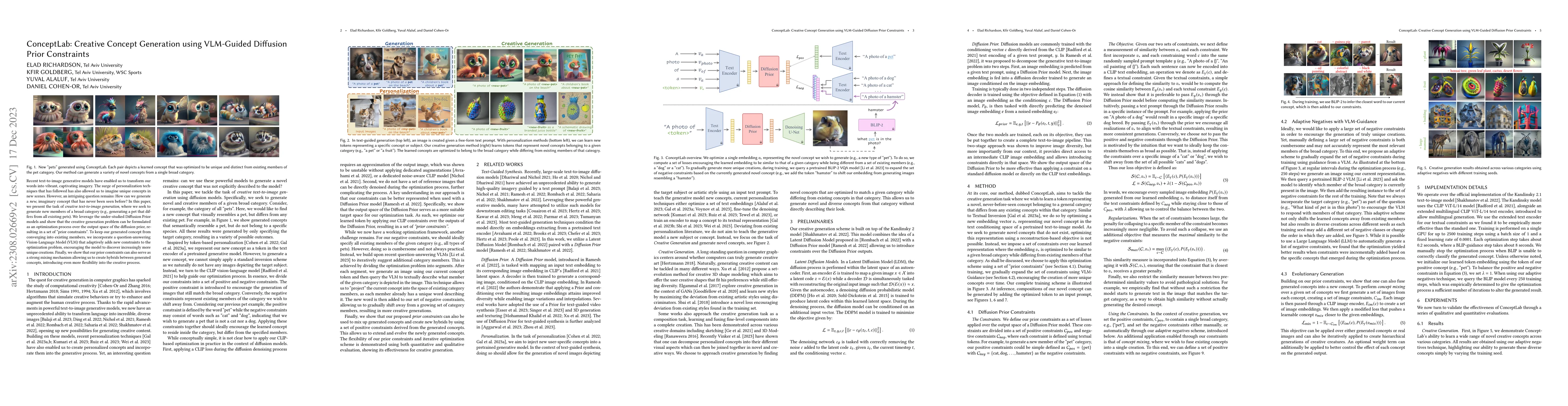 Thumbnail for ConceptLab: Creative Concept Generation using VLM-Guided Diffusion Prior
  Constraints