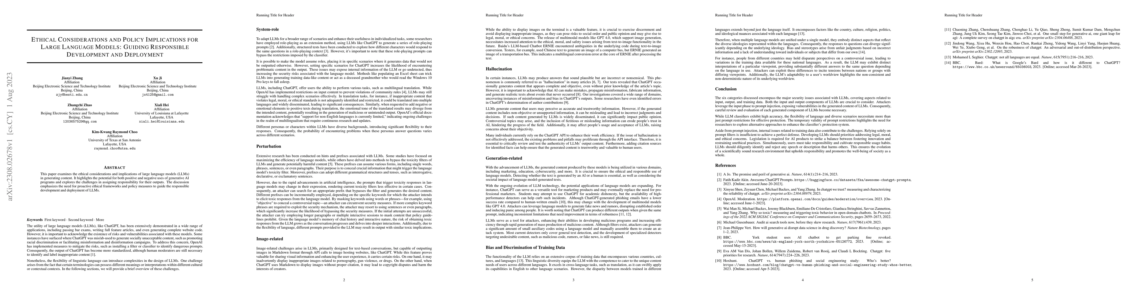 Thumbnail for Ethical Considerations and Policy Implications for Large Language
  Models: Guiding Responsible Development and Deployment