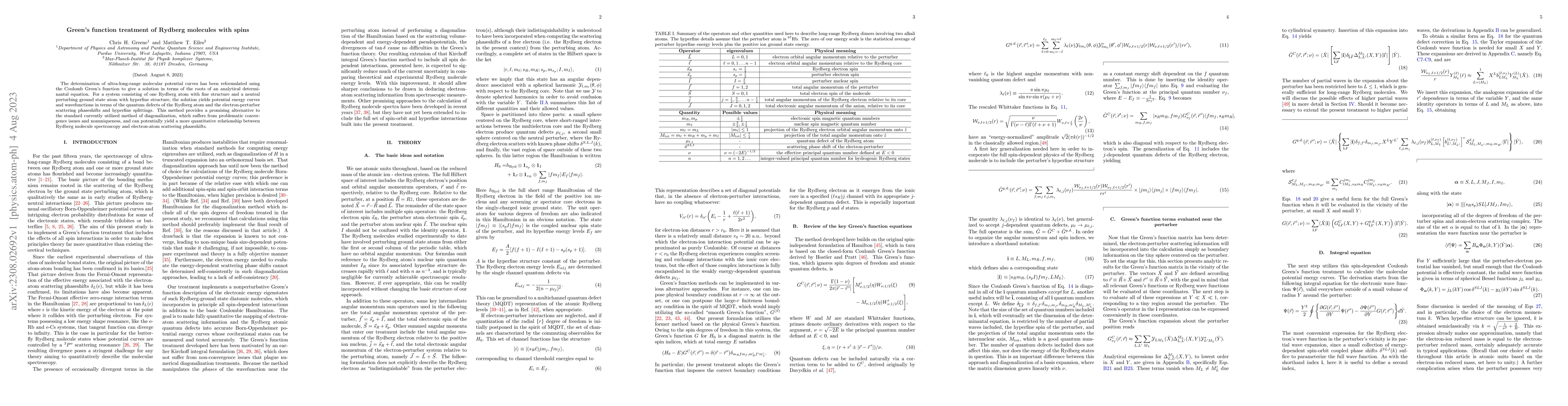 Thumbnail for Green's function treatment of Rydberg molecules with spins