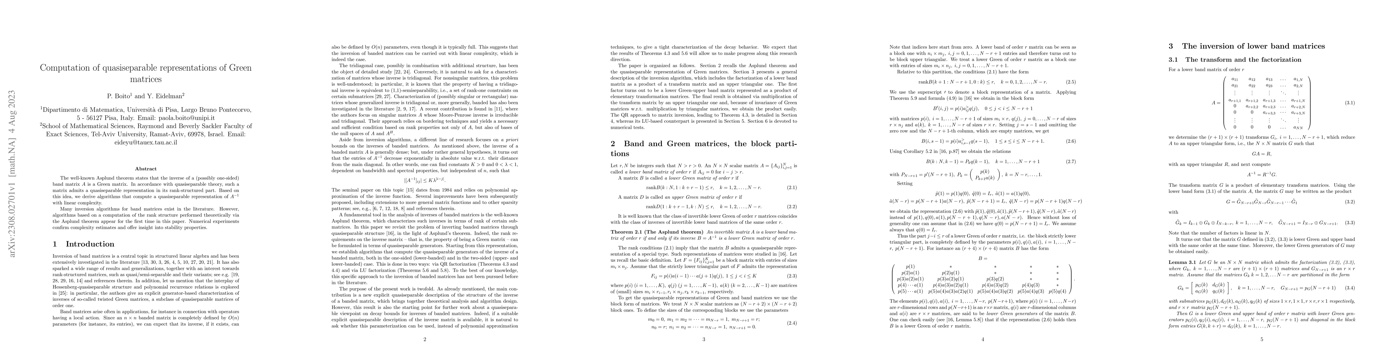 Thumbnail for Computation of quasiseparable representations of Green matrices