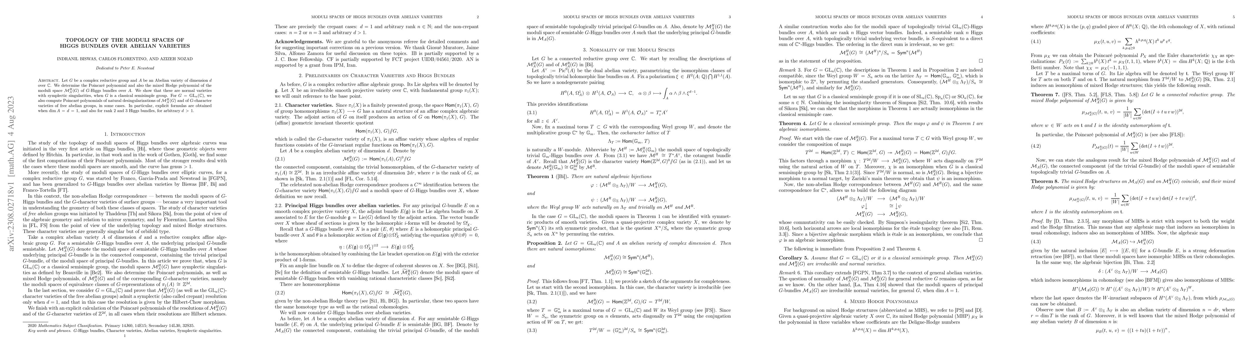 Thumbnail for Topology of the moduli spaces of Higgs bundles over abelian varieties