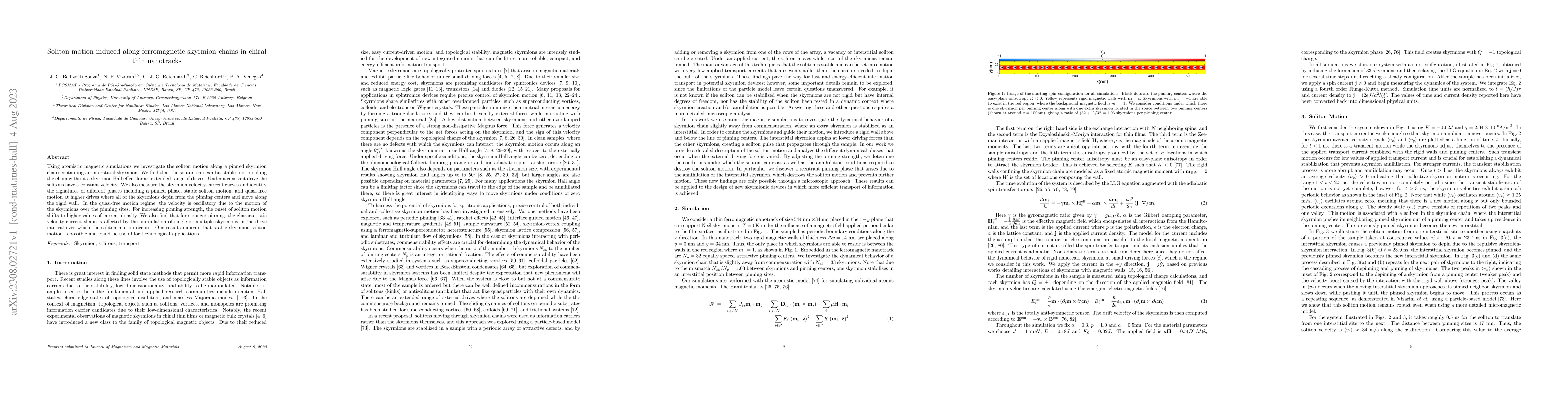 Thumbnail for Soliton motion induced along ferromagnetic skyrmion chains in chiral
  thin nanotracks
