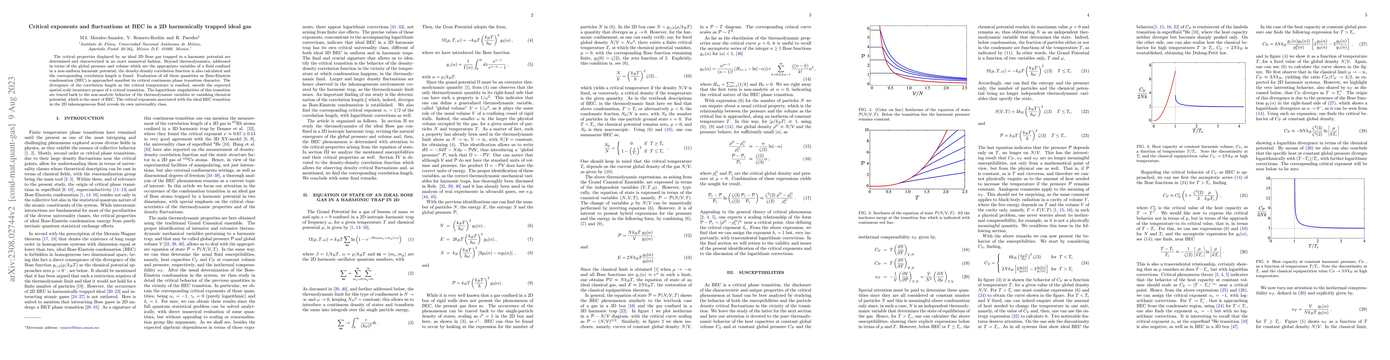 Thumbnail for Critical exponents and fluctuations at BEC in a 2D harmonically trapped
  ideal gas
