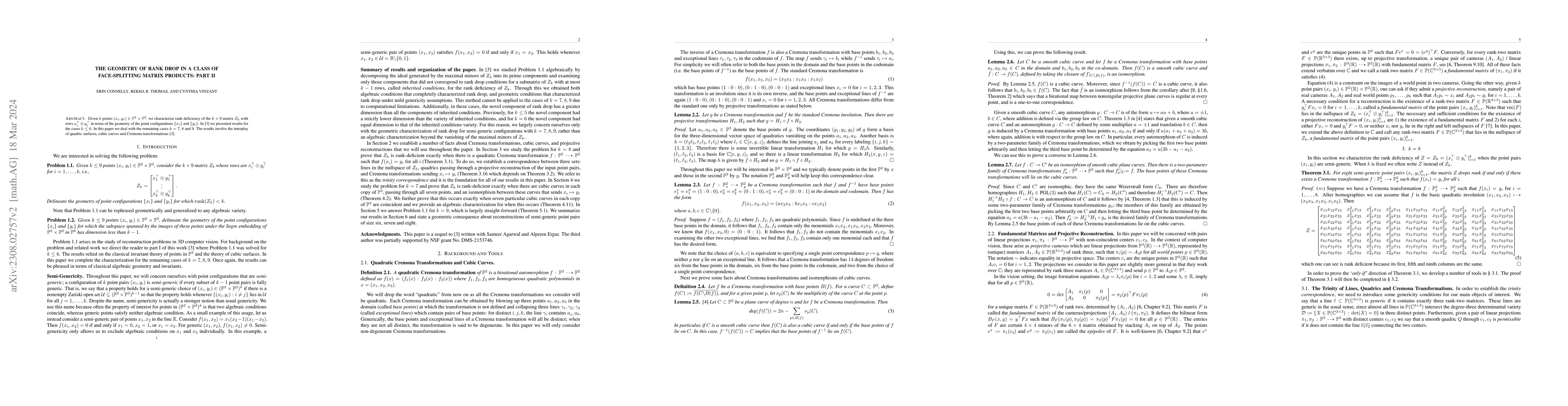 Thumbnail for Lines, Quadrics, and Cremona Transformations in Two-View Geometry
